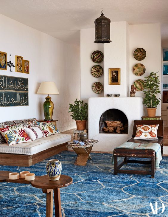 wooden furniture with creamy upholstery is traditional for Mediterranean style