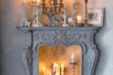 vintage whitewashed fireplace design