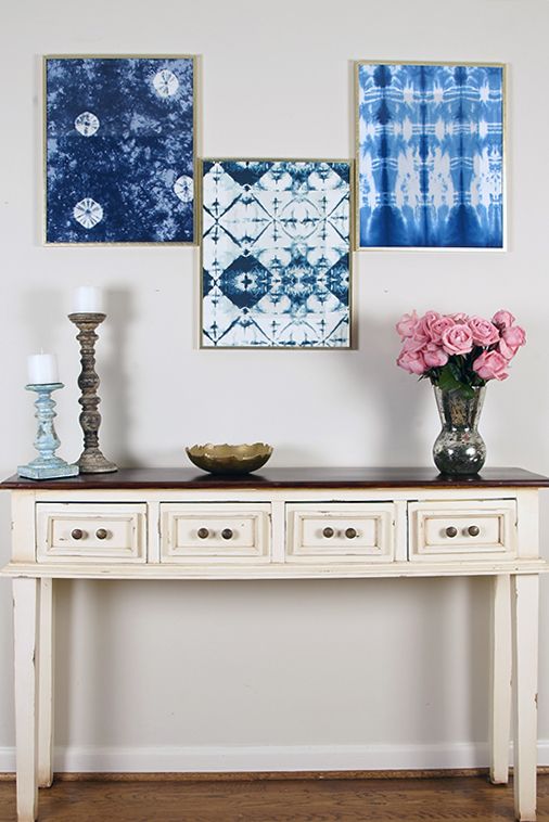 framed shibori artworks can be DIYed by you and will add a modern feel to your interior
