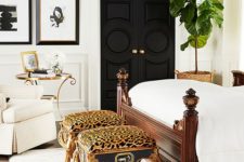 19 refined cheetah print stools for accentuating a luxurious bedroom and adding color to it