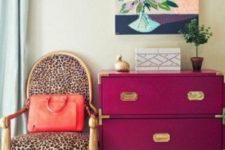20 a cheetah print chair and a fuchsia Ikea Rast chest for a glam girlish space
