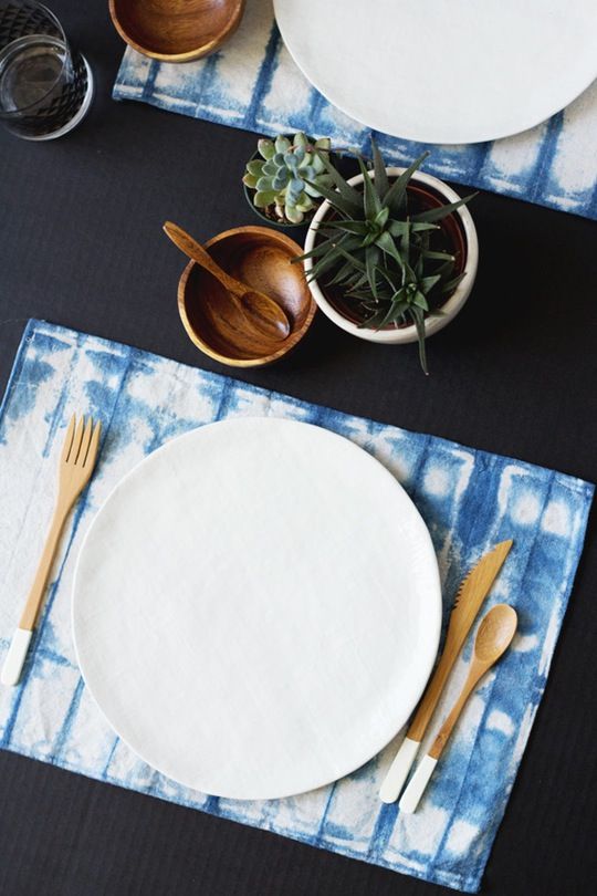 make your party decor trendier and surprise all your guests with shibori placemats