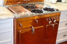 22 a retro copper cooker looks chic and shiny, it will definitely add charm to your space