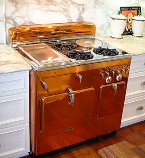 a retro copper cooker looks chic and shiny, it will definitely add charm to your space