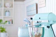 25 a pastel kitchen look can be polished with a mint mixer
