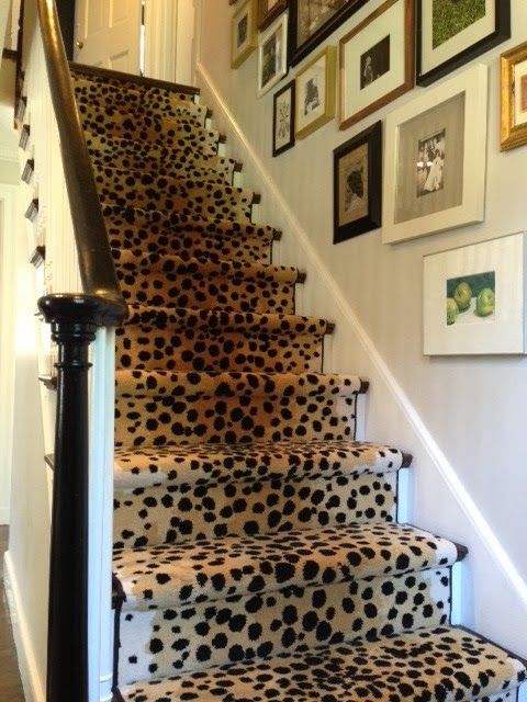 cheetah print stair runner for a cozy and chic feel