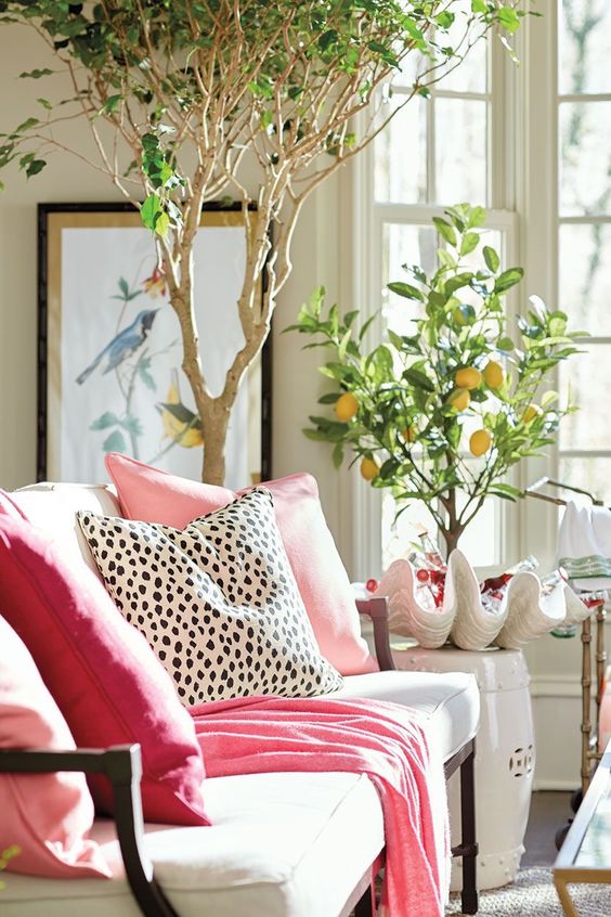 dalmatian print pillow to make a girlish living room more eye-catching