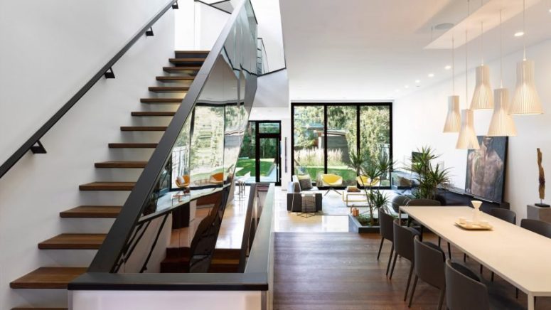 Modern Suburban Home With A Mirrored Staircase