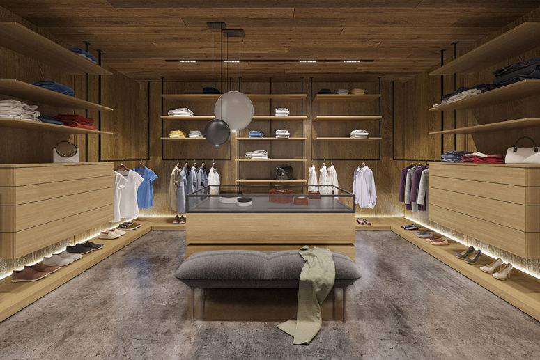 You can also see a walk-in closet with the same decor and lots of light