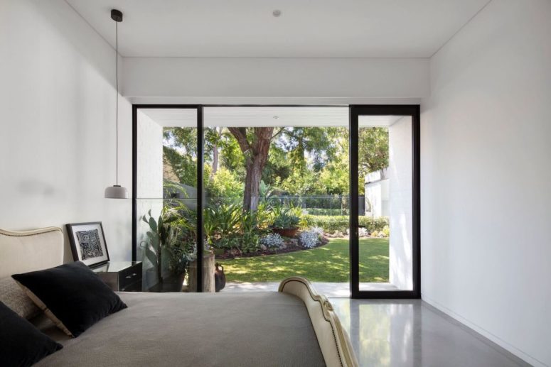 The bedrooms form a separate zone with its own beautiful connected to one section of the garden
