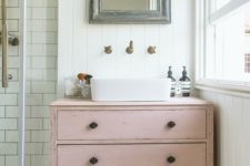 13 a shabby chic pink vanity can be DIYed of an old sideboard
