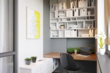 16 a modern bold workspace with enough storage and a built-in desk