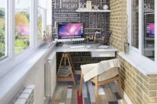 21 a bold anad creative home office with a unique floor and a statement wall