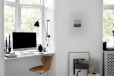 23 a Scandinavian bedroom windowsill is used as a home office space