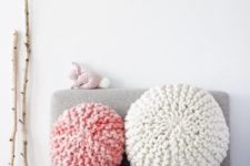 23 cozy chunky knit pillows for a girlish bedroom