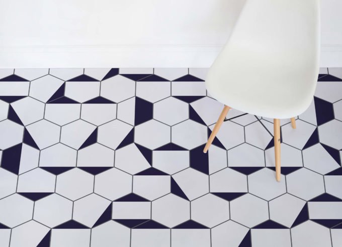 Berlin vinyl flooring uses the most popular geo print, which is hexagon