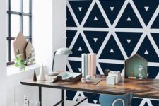 stylish geo-inspired scandinavian home office design