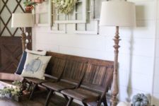 12 a stained farmhouse bench to make your entryway more welcoming