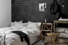 13 a Scandinavian space with a chalkboard headboard wall for a creative dialogue between the members of the family and some art