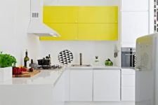 white-yellow kitchen design