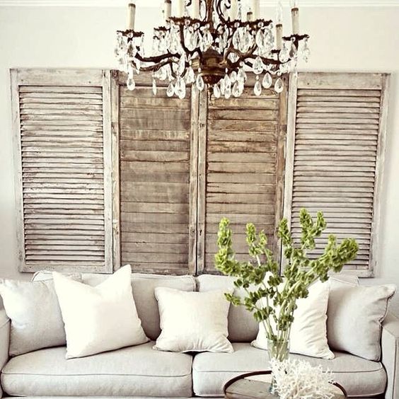 attach some shutters to the wall in the living room, they can be a nice decoration for a rustic feel