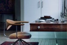 21 a gorgeous desk of wood and glass looks very inspiring and chic, the combo of these materials is stunning