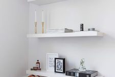 23 open shelves look airy and not bulky, they are ideal for a small corner and you’ll get additional storage