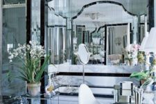 24 lots of mirror and glass makes the space more glam and sparkling, and silver touches add style