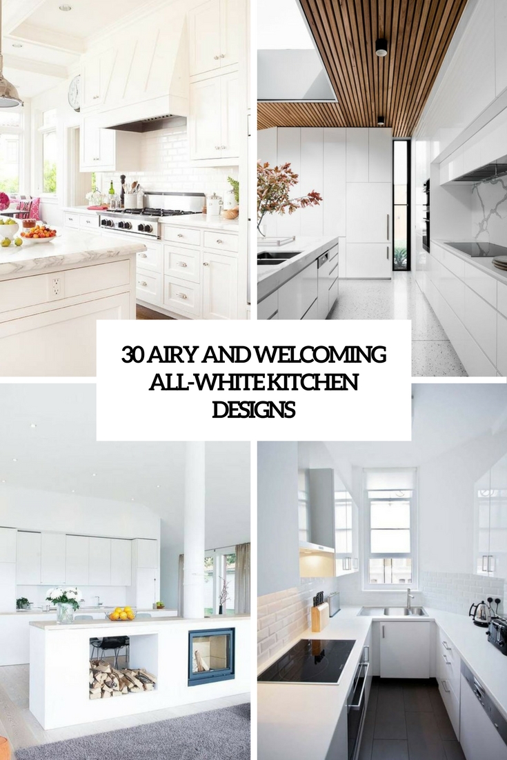 30 Airy And Welcoming All-White Kitchen Designs