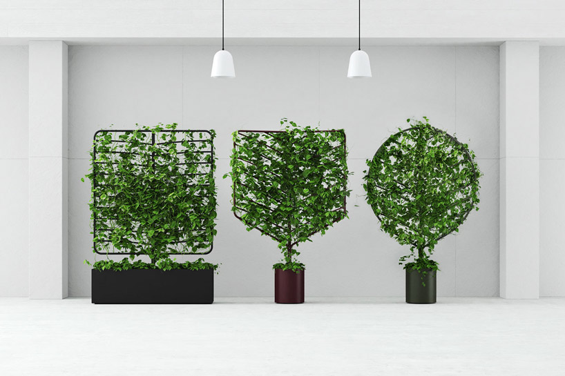 Each botanical planter screen functions in the same way as a single, self watering planter pot