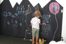 04 a partly chalkboard wall with a roof pattern is great for chalking on it