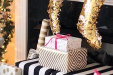 04 gold sequin stockings for Christmas will add a cute glam touch to your space