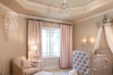 05 a cozy pastel princess-themed nursery for a little girl is a chic glam idea