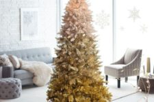 07 vintage gold ombre Christmas tree is a unique idea for winter holidays