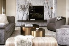 08 a glam space can be done in grey, creamy shades, with a black statement and shiny metals