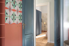 09 There’s a coral wardrobe with bold geometric mosaics to fit the furniture