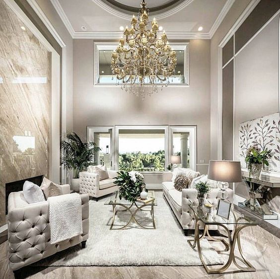 a luxe space in the shades of grey, cream and gold for a fantastic ambience