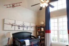10 an aviation-themed nursery for a boy, navy, red and white for the color scheme