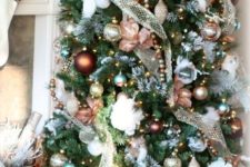 11 a super glam tree with copper, gold glitter and turquoise ornaments