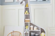 14 a giraffe shelving unit functions both as a storage piece and a toy