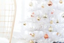 15 cute gold, copper and glitter ornaments will make your white tree more special