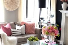 17 faux fur, crystals and a mirrored coffee table for a glam feel in the space