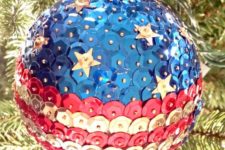 18 a patriotic Christmas sequin ornament is great for any festive decor