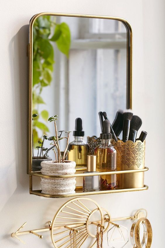 a mirror can contain additional storage, for example, your perfume or brushes