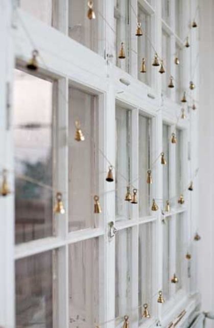 little gold bell garlands will be nice for decorating your window