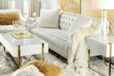 25 a luxurious glam living room done in cream and gold looks really wow
