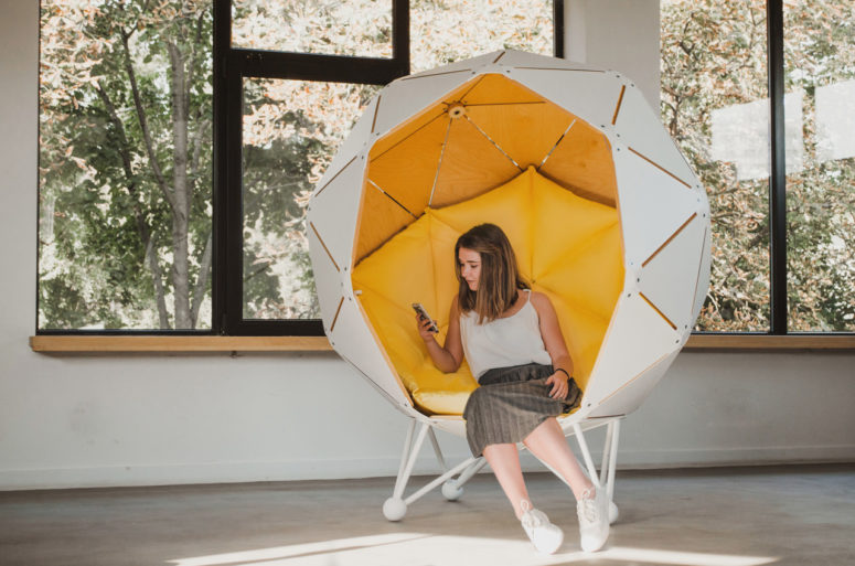 The Planet is a unique geometric pod that offers privacy to its user and provides a lot of functions