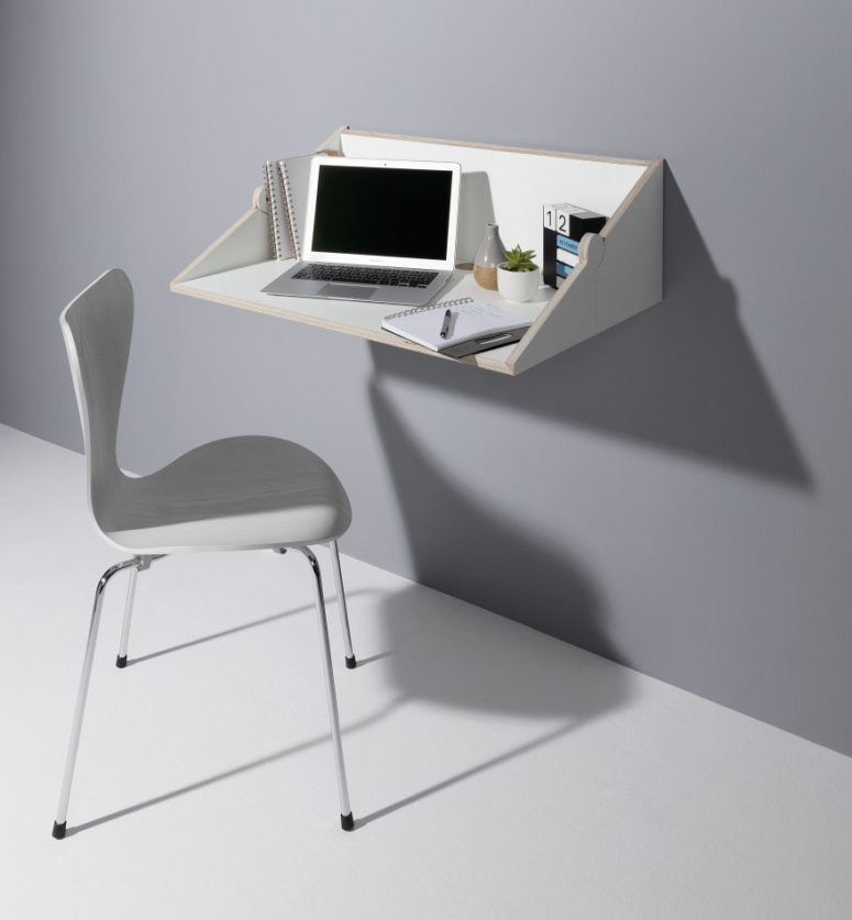 Twofold desk is a modern wall mounted piece and shelf in one, which is ideal for any small space