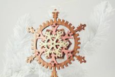 03 a colorful felt gear snowflake ornament for Christmas