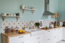 06 such a turquoise wall is right what you need for a stylish colorful accent in the kitchen